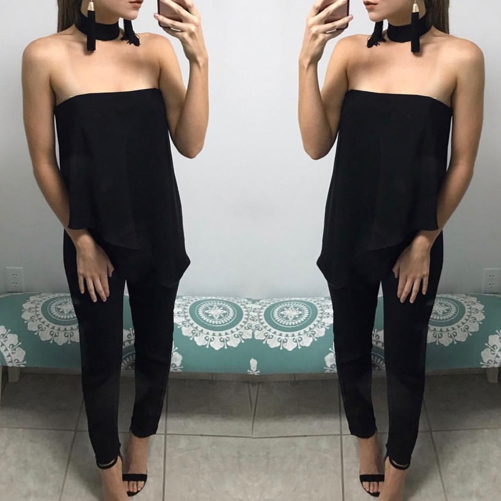 Black Jumpsuit Set w/ Choker